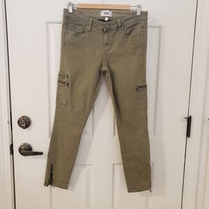 PAIGE Jolie Cargo Vintage Green Ivy Jeans size 28